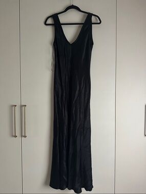 zara black satin dress